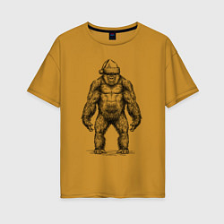 Женская футболка оверсайз Новогодняя горилла