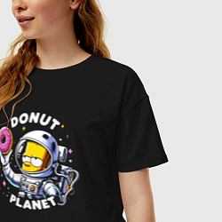 Футболка оверсайз женская Bart Simpson - donat planet ai art, цвет: черный — фото 2