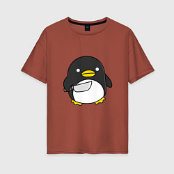 Женская футболка оверсайз Линукс пингвин