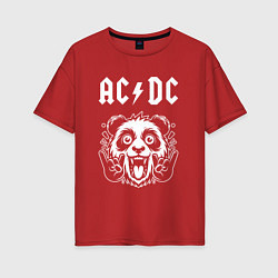 Женская футболка оверсайз AC DC rock panda