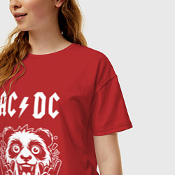 Футболка оверсайз женская AC DC rock panda, цвет: красный — фото 2