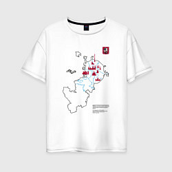 Женская футболка оверсайз Карта туристических мест Москвы