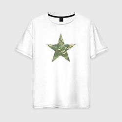 Женская футболка оверсайз Звезда камуфляж пиксельный