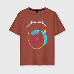 Футболка оверсайз женская Metallica rock star cat, цвет: кирпичный