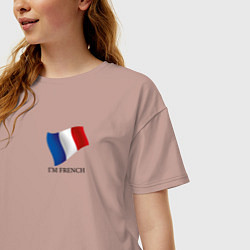 Футболка оверсайз женская Im French - motto, цвет: пыльно-розовый — фото 2