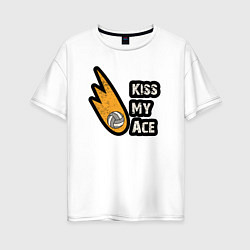 Футболка оверсайз женская Kiss my ace volleyball, цвет: белый
