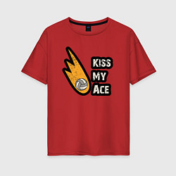 Футболка оверсайз женская Kiss my ace volleyball, цвет: красный