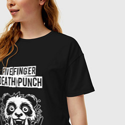 Футболка оверсайз женская Five Finger Death Punch rock panda, цвет: черный — фото 2