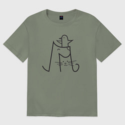 Футболка оверсайз женская Дружба животных, цвет: авокадо