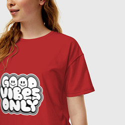 Футболка оверсайз женская Goof vibes black, цвет: красный — фото 2