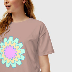 Футболка оверсайз женская Круговые фигуры, цвет: пыльно-розовый — фото 2