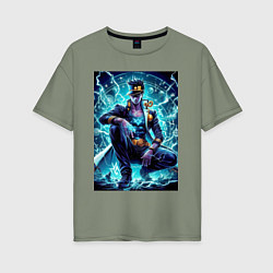 Футболка оверсайз женская Jotaro Kujo - neon glow ai art, цвет: авокадо