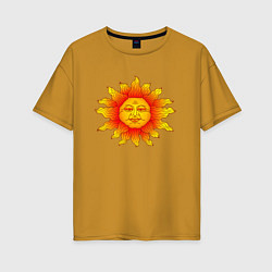 Женская футболка оверсайз Огненное солнце