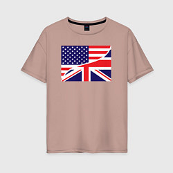 Футболка оверсайз женская США и Великобритания, цвет: пыльно-розовый