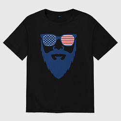 Футболка оверсайз женская Американец бородач, цвет: черный