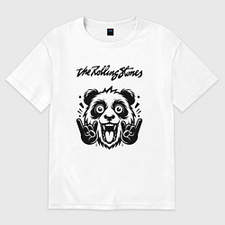 Футболка оверсайз женская Rolling Stones - rock panda, цвет: белый