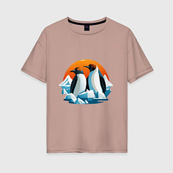 Женская футболка оверсайз Пингвины среди льдов