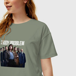 Футболка оверсайз женская Задача трёх тел - физики, цвет: авокадо — фото 2