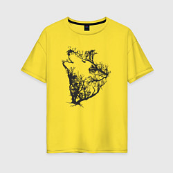 Футболка оверсайз женская Свободный волк, цвет: желтый