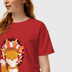 Футболка оверсайз женская Fox indian, цвет: красный — фото 2