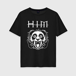 Футболка оверсайз женская HIM rock panda, цвет: черный