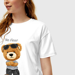 Футболка оверсайз женская Плюшевый медвежонок - бесстрашный, цвет: белый — фото 2