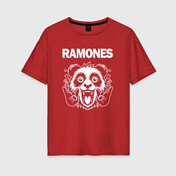 Футболка оверсайз женская Ramones rock panda, цвет: красный
