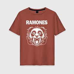 Футболка оверсайз женская Ramones rock panda, цвет: кирпичный