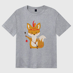 Футболка оверсайз женская Лисёнок лучник, цвет: меланж