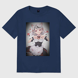 Футболка оверсайз женская Аниме девочка кошечка витубер Sakamata Chloe, цвет: тёмно-синий