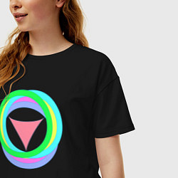 Футболка оверсайз женская Кольца окружностей с треугольником, цвет: черный — фото 2