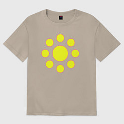 Футболка оверсайз женская Желтые окружности, цвет: миндальный