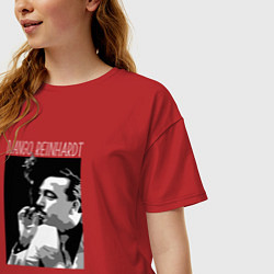 Футболка оверсайз женская Django Reinhardt legendary jazz guitarist, цвет: красный — фото 2