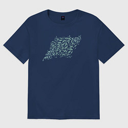 Футболка оверсайз женская Стая рыб, цвет: тёмно-синий