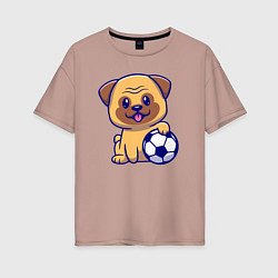 Футболка оверсайз женская Бульдог футболист, цвет: пыльно-розовый
