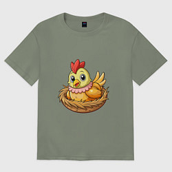 Женская футболка оверсайз Курица в гнезде