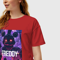 Футболка оверсайз женская Freddy - мишка Фредди, цвет: красный — фото 2