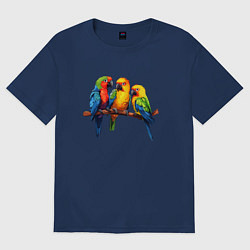 Футболка оверсайз женская Разговор попугаев, цвет: тёмно-синий