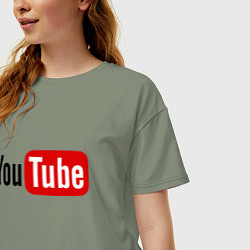 Футболка оверсайз женская You tube logo, цвет: авокадо — фото 2