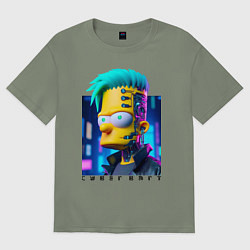 Футболка оверсайз женская Кибер Барт - нейросеть фантазия, цвет: авокадо