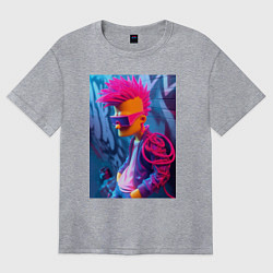 Футболка оверсайз женская Bart Simpson - punk, цвет: меланж