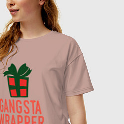 Футболка оверсайз женская Gangsta wrapper, цвет: пыльно-розовый — фото 2