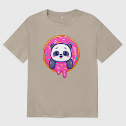 Женская футболка оверсайз Панда в пончике