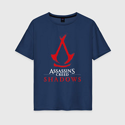 Футболка оверсайз женская Assassins creed shadows logo, цвет: тёмно-синий