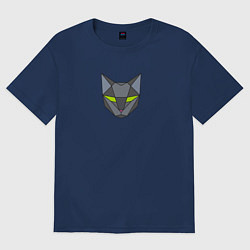 Футболка оверсайз женская Геометрический кот, цвет: тёмно-синий