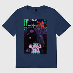 Футболка оверсайз женская Аратака Рэйгэн Моб Психо 100, цвет: тёмно-синий