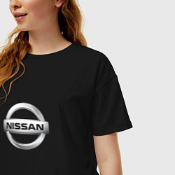 Футболка оверсайз женская Nissan logo, цвет: черный — фото 2