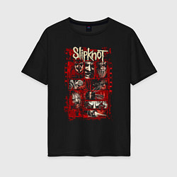 Футболка оверсайз женская Slipknot rock band, цвет: черный