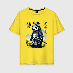 Футболка оверсайз женская Panda samurai - bushido ai art fantasy, цвет: желтый