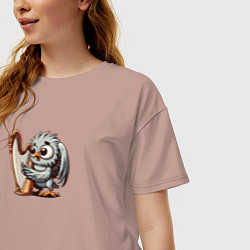 Футболка оверсайз женская Гарпия играет на арфе и поет, цвет: пыльно-розовый — фото 2